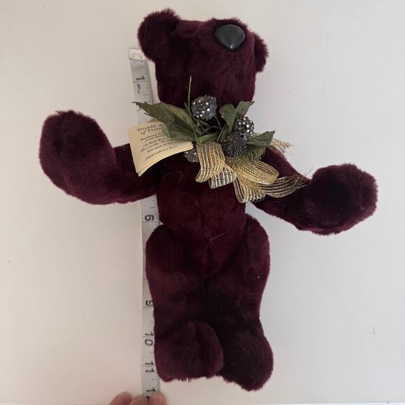 Treadle Bears of Vermont Burgundy Jointed Teddy Bear Collectible Barbara McLean - Picture 7 of 7